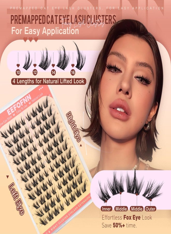 Eefofnn Manga Lash Clusters Cat Eye Cluster Eyelash Extensions Anime Individual Lashes Wispy Eyelash Clusters Fairy Lash Extension Fox Eye Cluster Lashes Fluffy Lash Cluster by EEFOFNN (10-16mm,D Curl) - Image 4